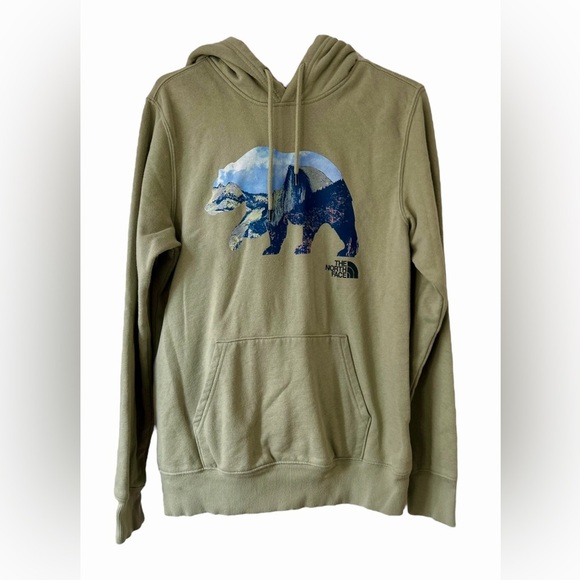 Men’s North Face Bear Hoodie Size Small Light Green Outdoors - Picture 1 of 5